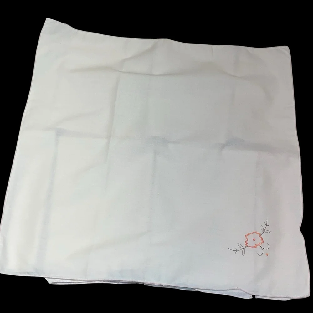 Vtg Set of 10 Embroidered Square Linen Table Napkins Light Pink Shabby Chic READ